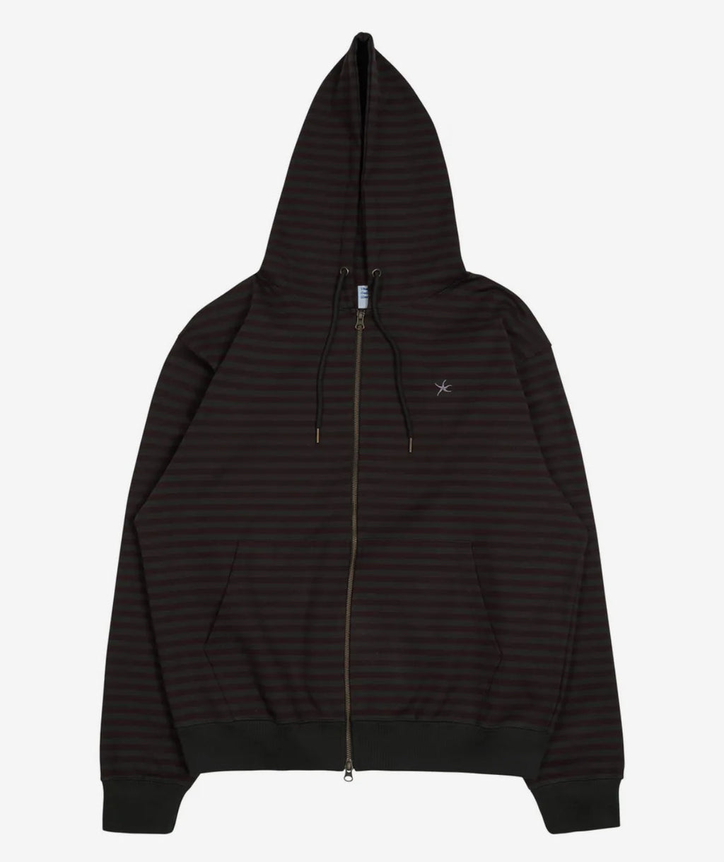 TCM Stripe Hood Zip-up / charcoal burgundy