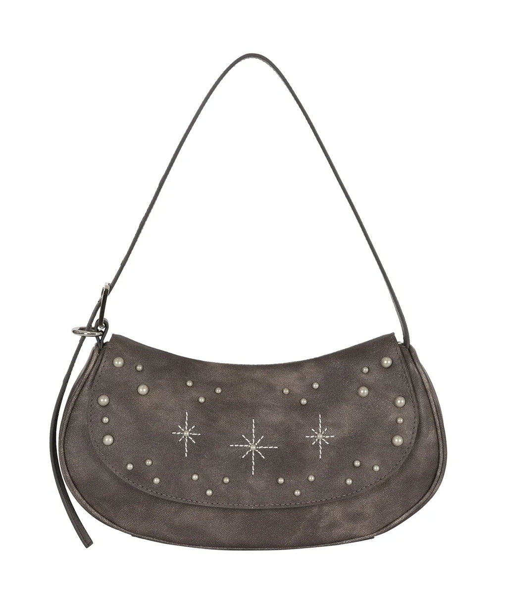 Stud Ornament Hobo Bag / Charcoal