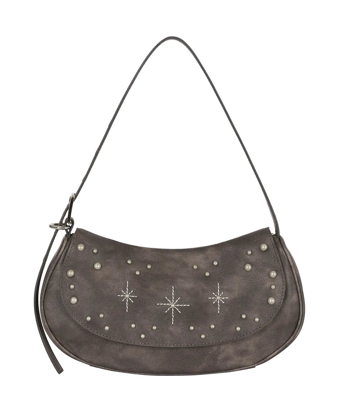 Stud Ornament Hobo Bag / Charcoal