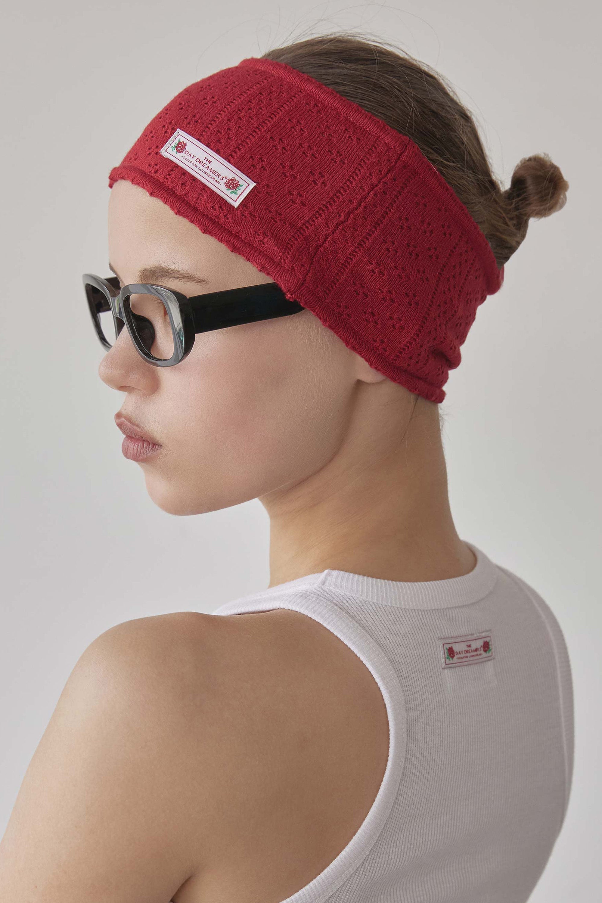 Eyelet Knit Hairband Red
