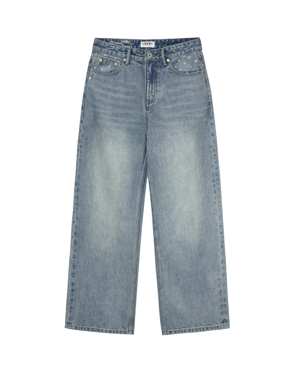 STAR POCKET DENIM PANTS LIGHT BLUE