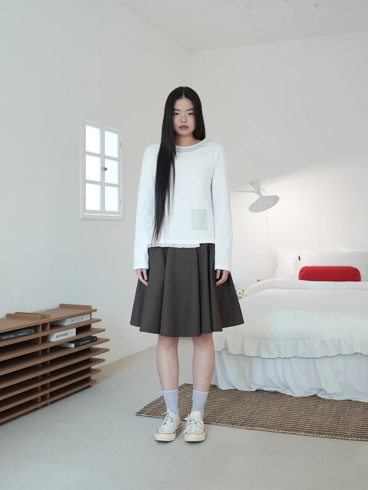 COTTON FLARE SKIRT (BROWN)