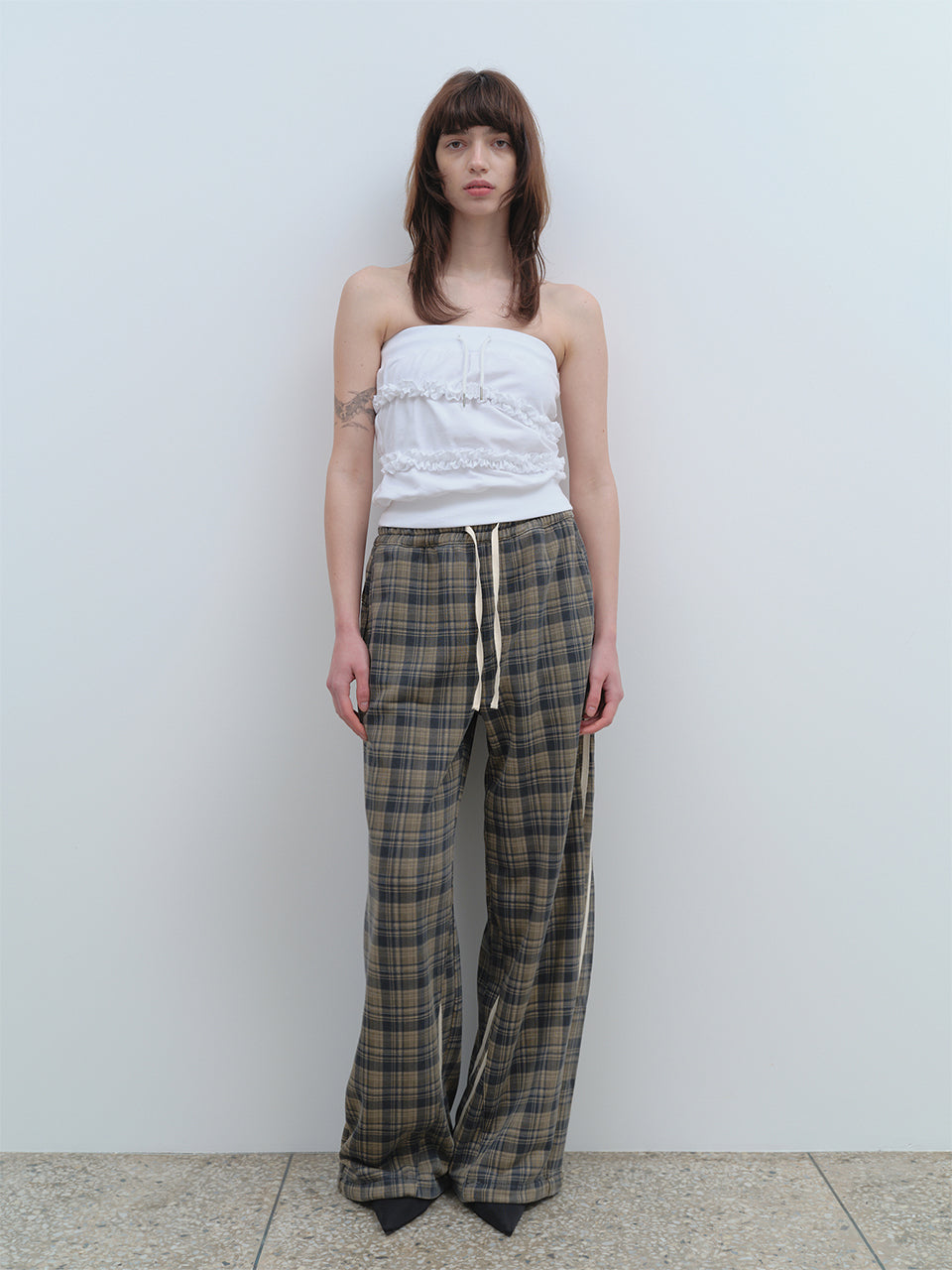 Curved Loose Track Pants Brown