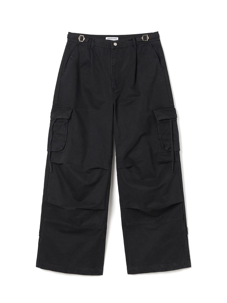 Garment Washed Silhouette Pants Black