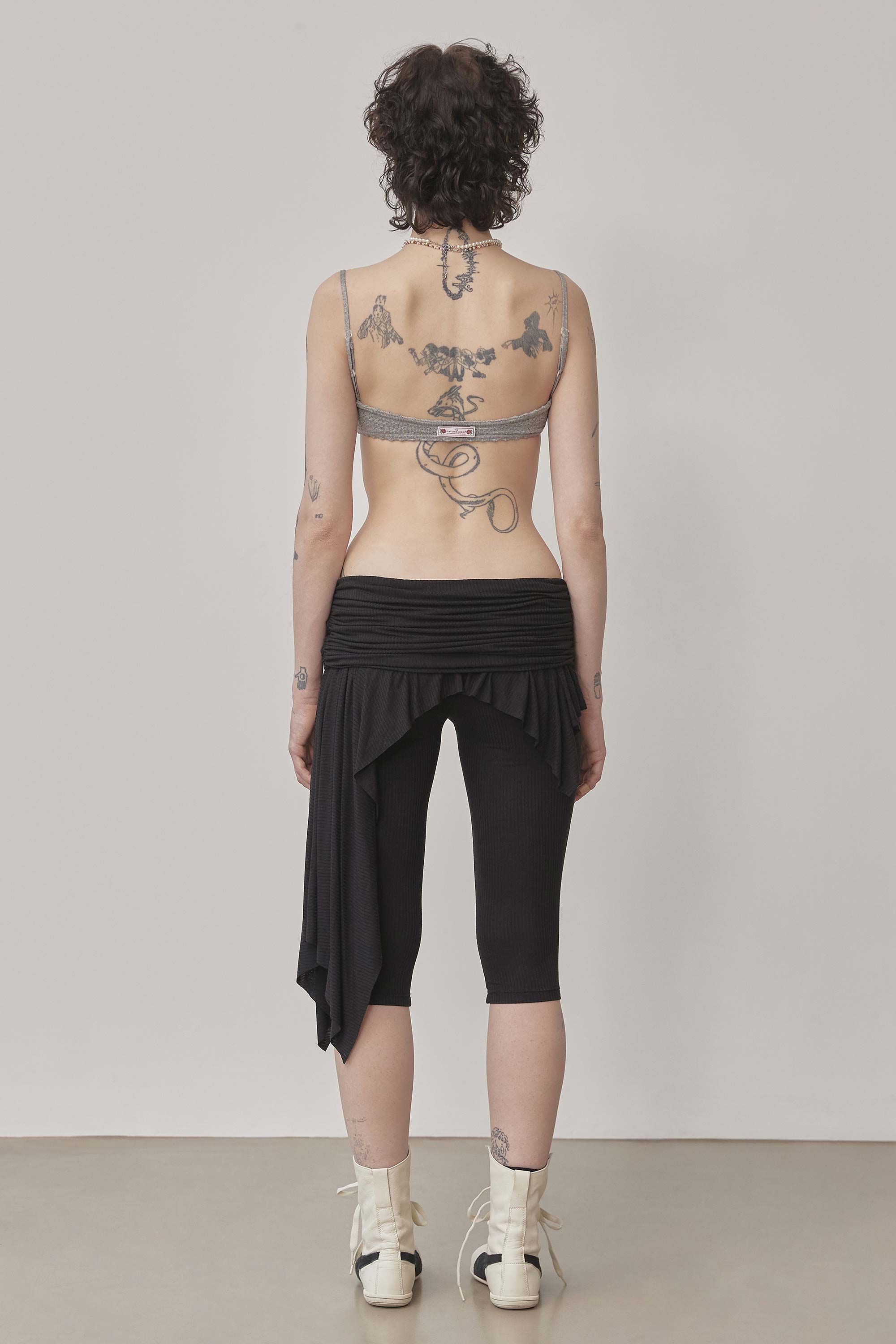 Asymmetric Skirt Leggings Black