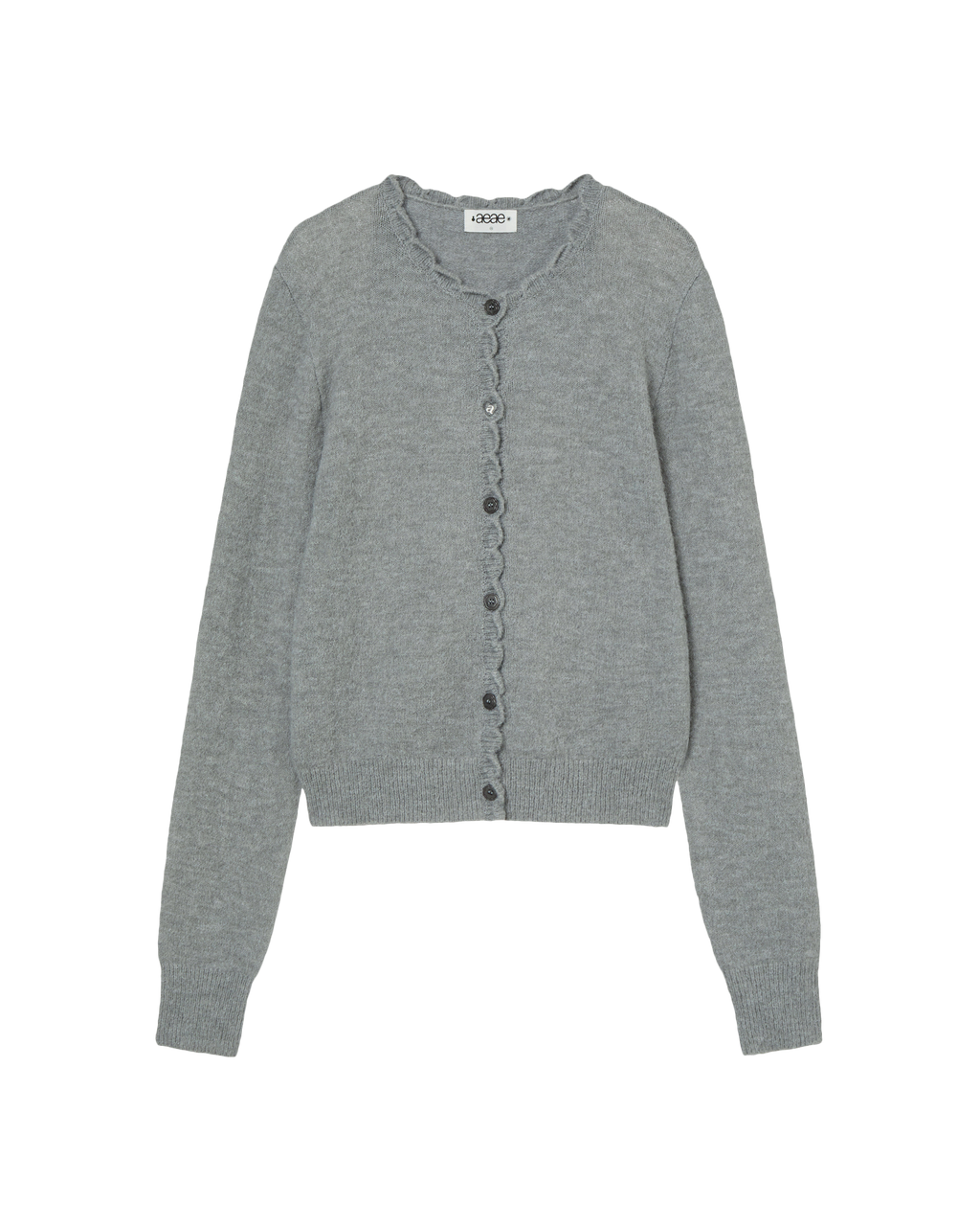 SCALLOP ROUND NECK CARDIGAN LIGHT GREY