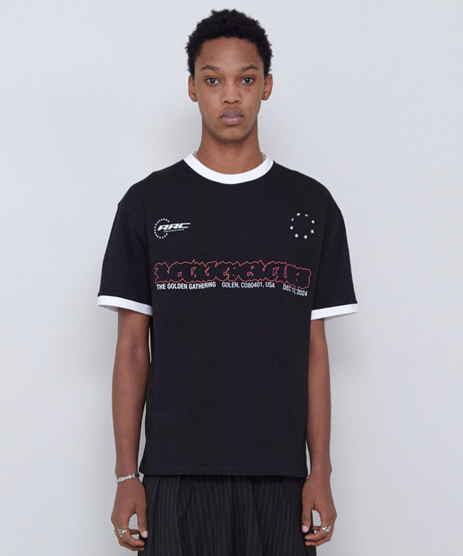 BACK NUMBER RINGER TEE BLACK