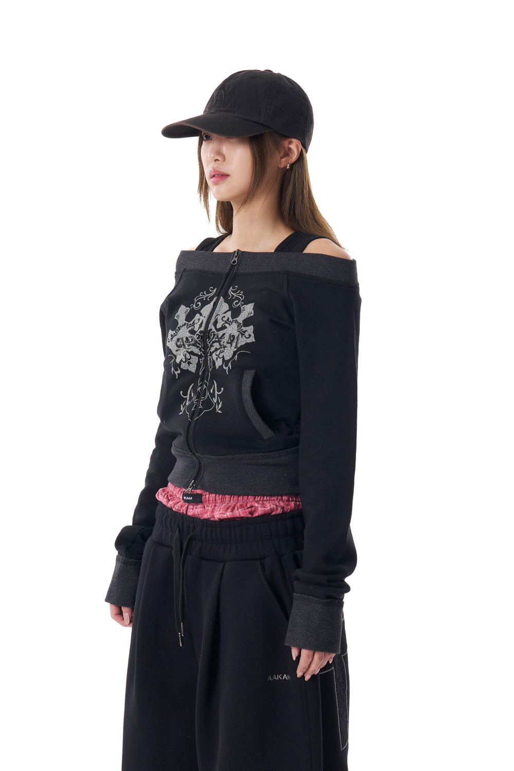 CROS2 Off-shoulder Zip-Up (Black)