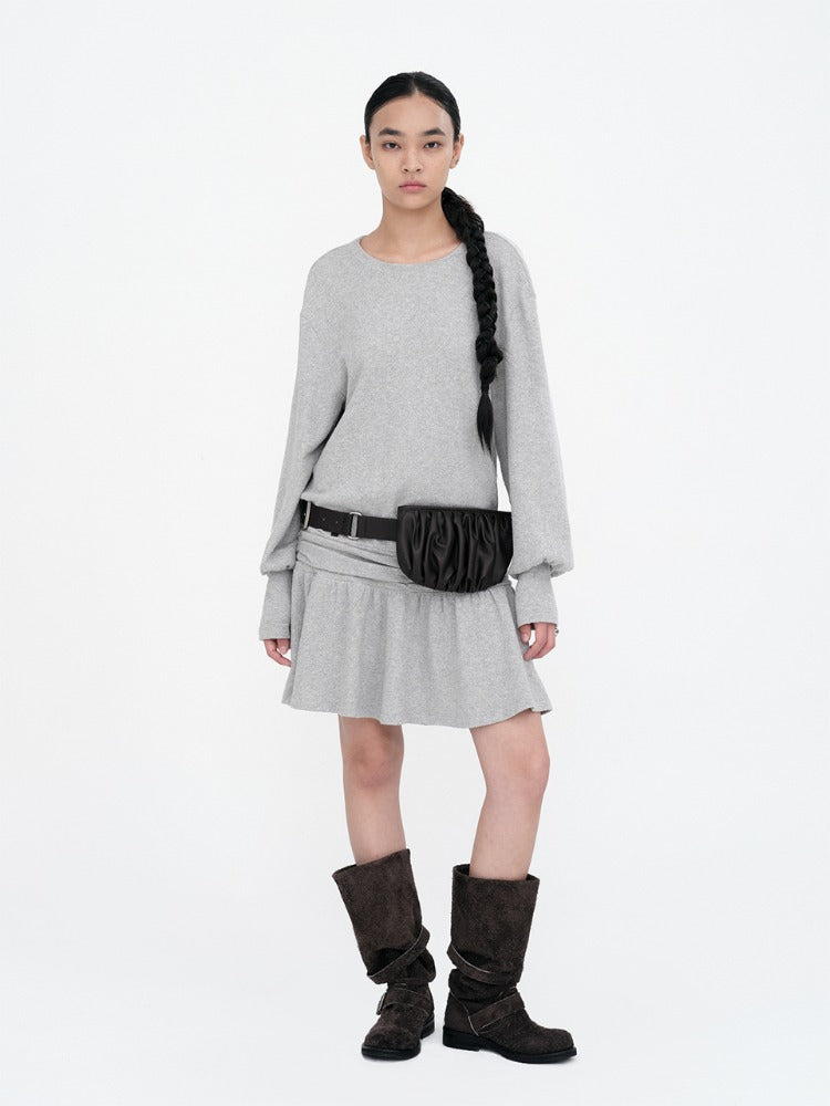 Back Open Mini Dress Gray