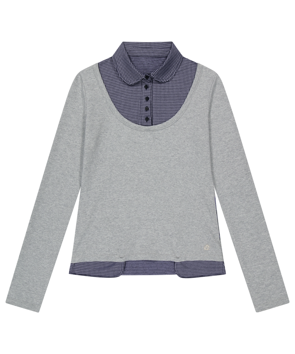 REVERSIBLE COLLAR LONGSLEEVES MELANGE GREY