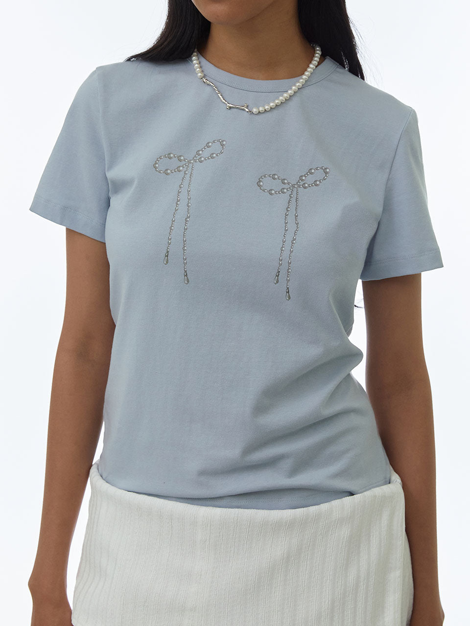 Pearl Ribbon T-shirt Powder Blue