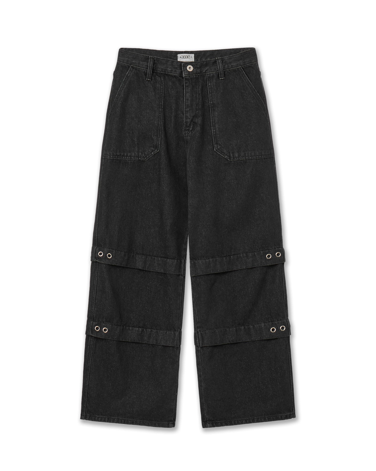 LAYERED DENIM PANTS BLACK