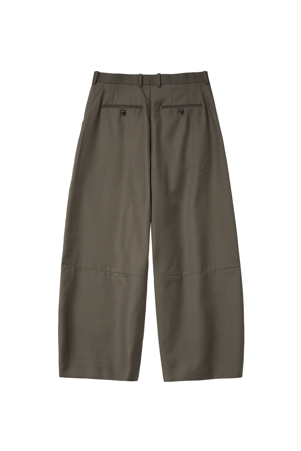 Wide Curve Trousers Wool Mud Brown