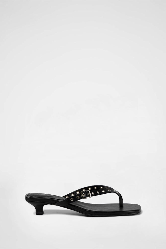 EYELET KITTEN FLIP-FLOP / BLACK