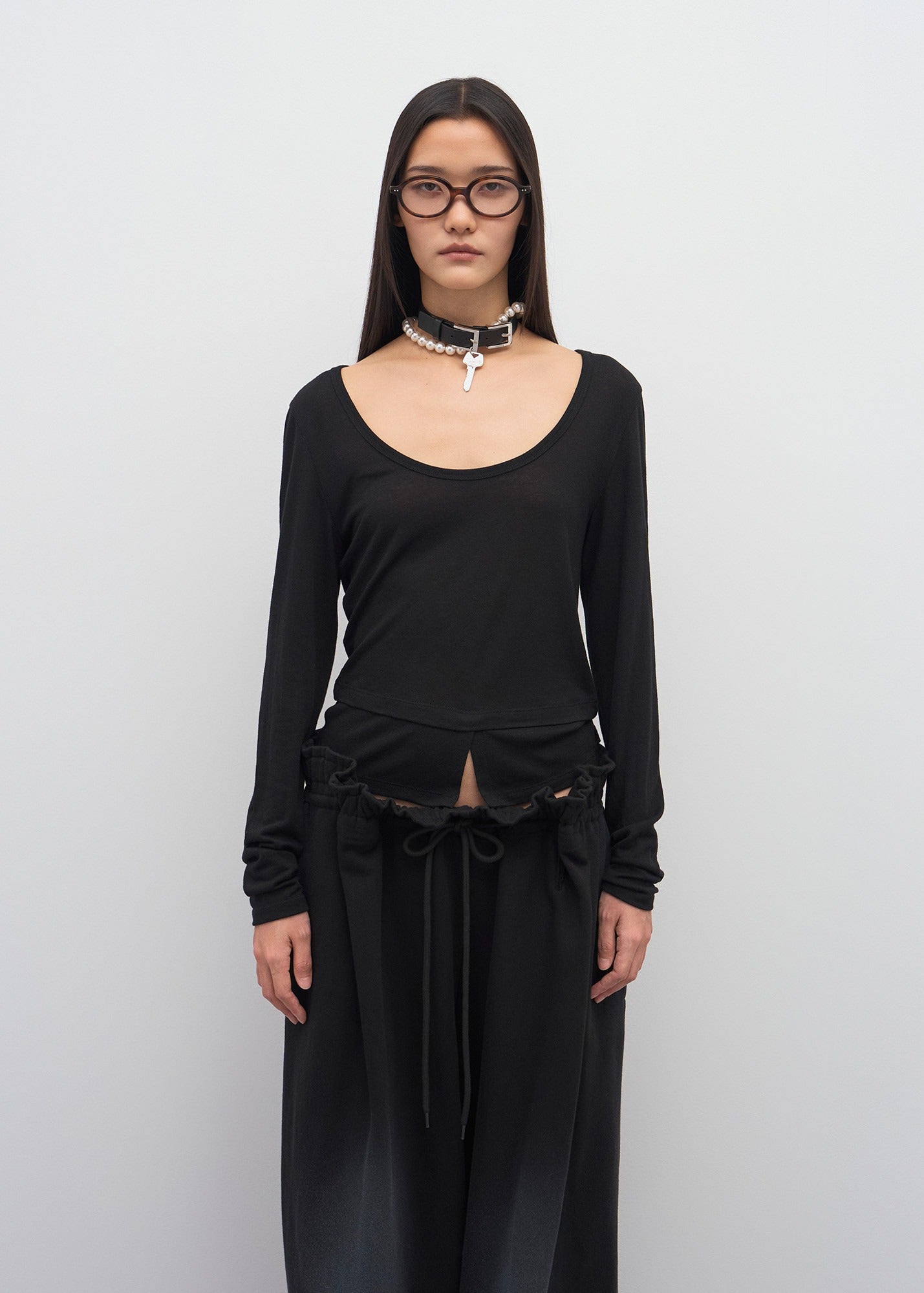 U-NECK JERSEY TOP / 2 Color