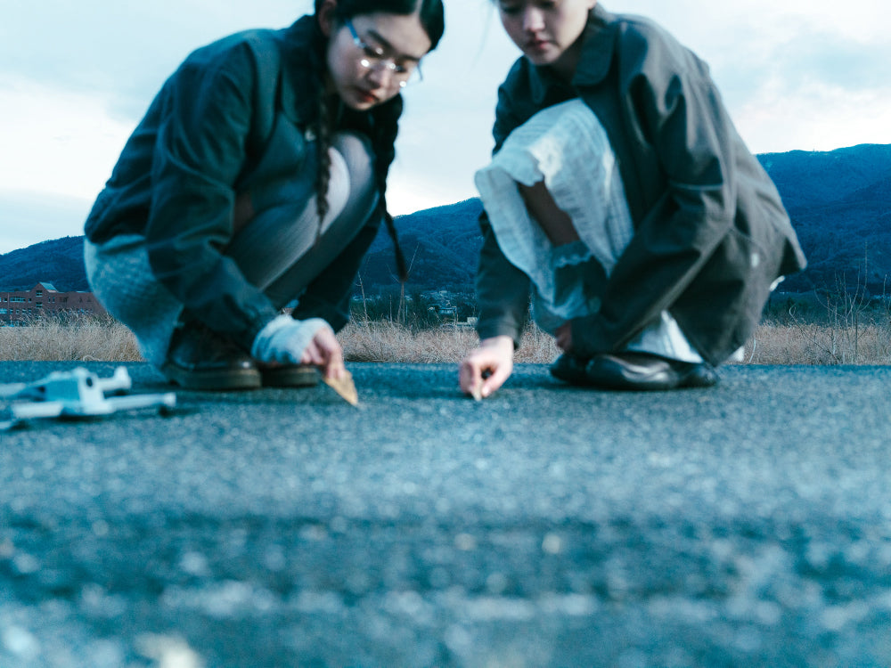 ROUND COLLAR STITCH JACKET BLUE GREY