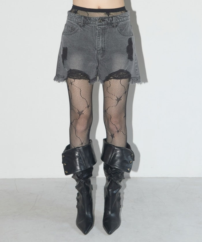 VINTAGE DENIM SHORTS (GRAY)