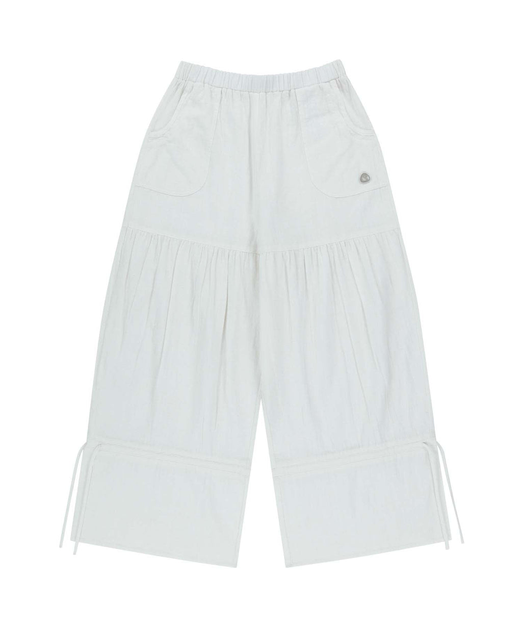 SHIRRING ROUGH PANTS WHITE