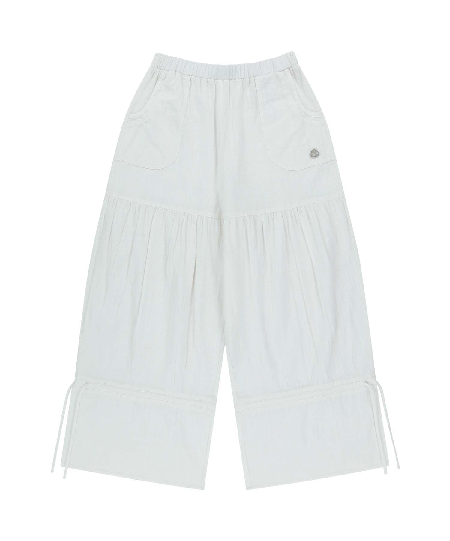 SHIRRING ROUGH PANTS WHITE