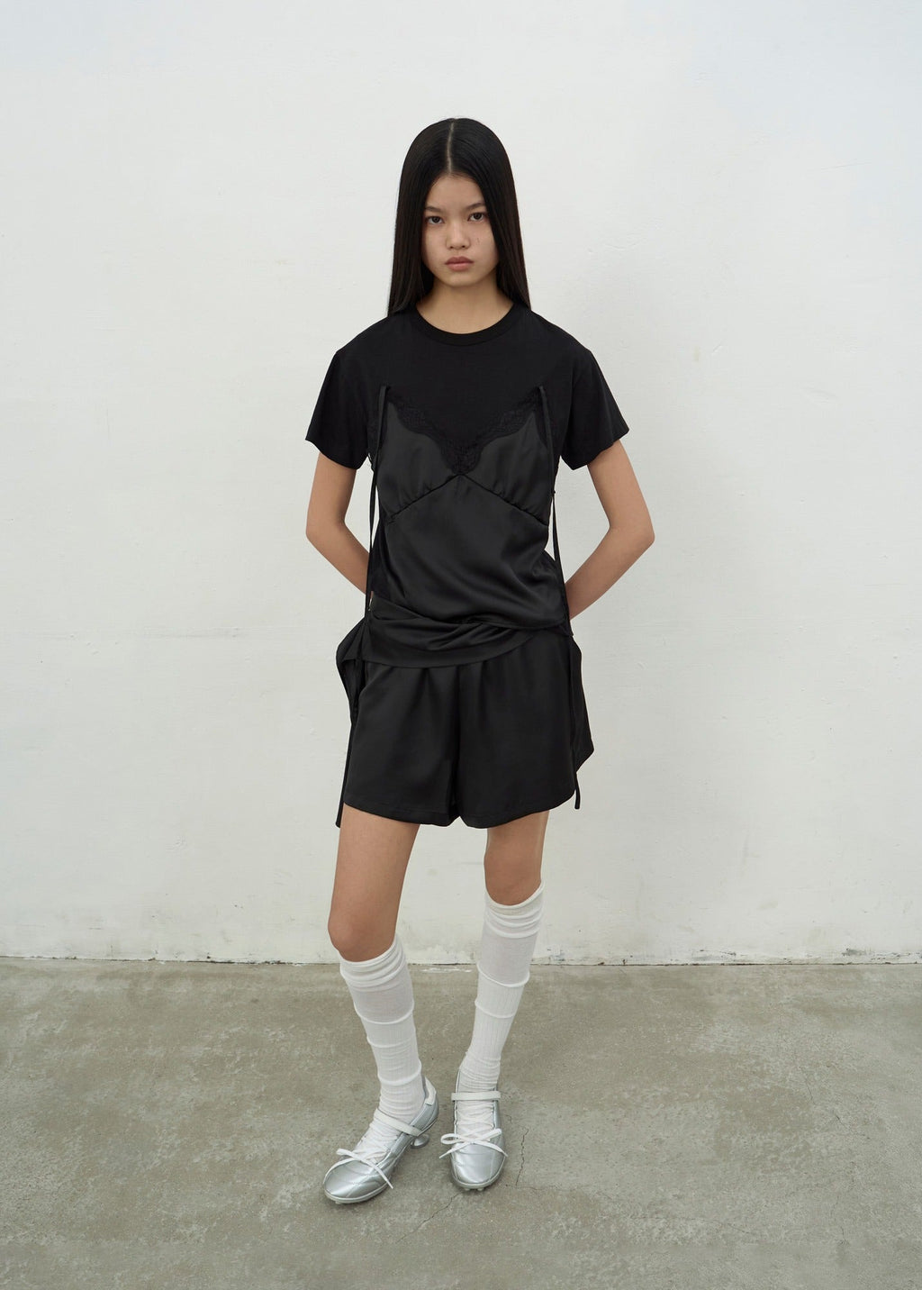 SATIN SLEEP SHORTS (BLACK)