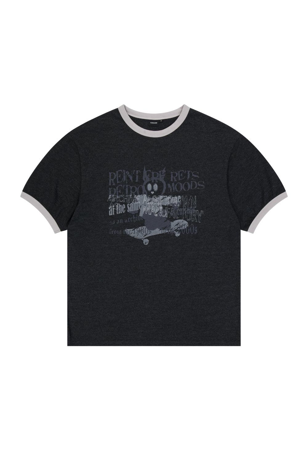 Cracked Letter Ringer Top (Dark Gray)