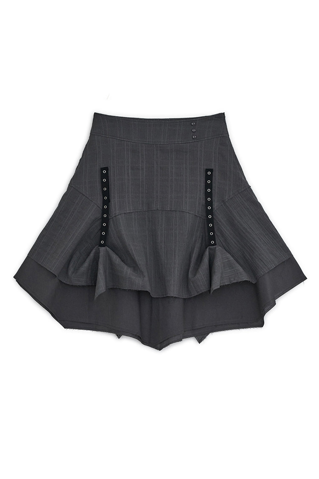 Strap layered midi skirt (Charcoal)