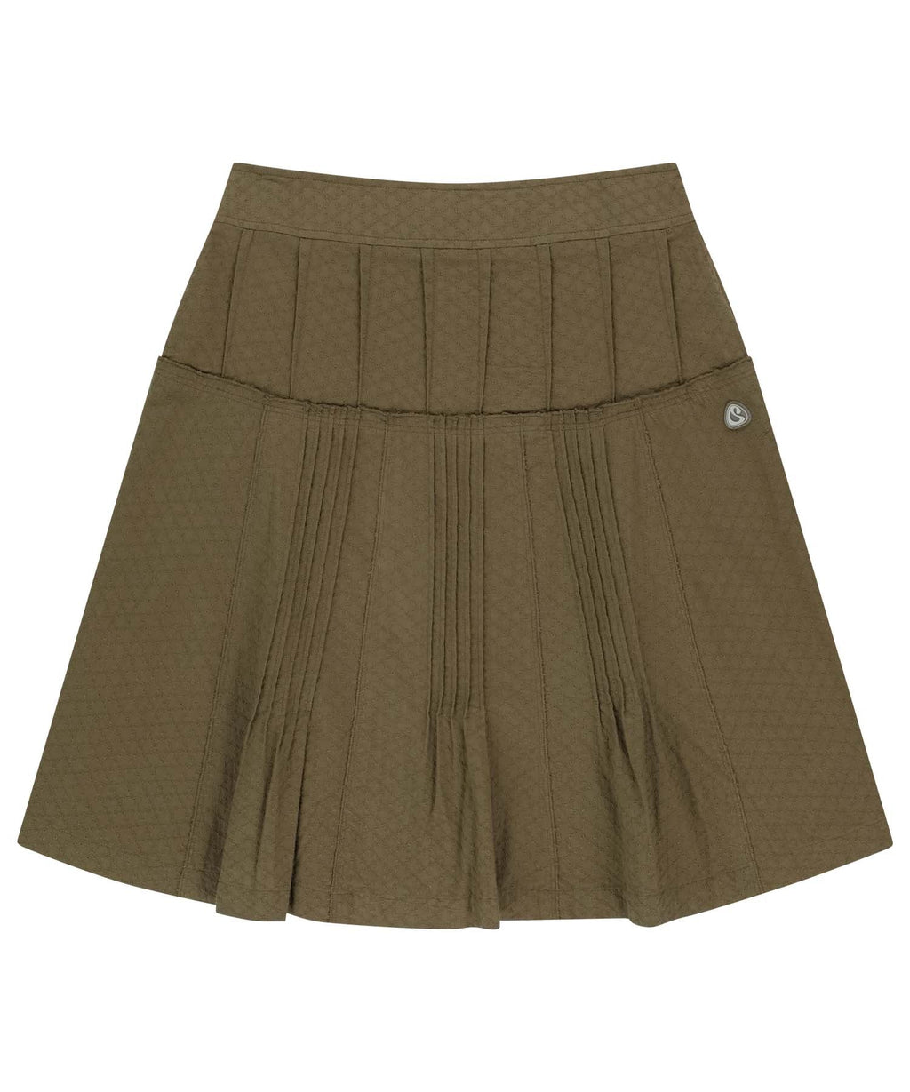 FLOWER PINTUCK SKIRT BROWN