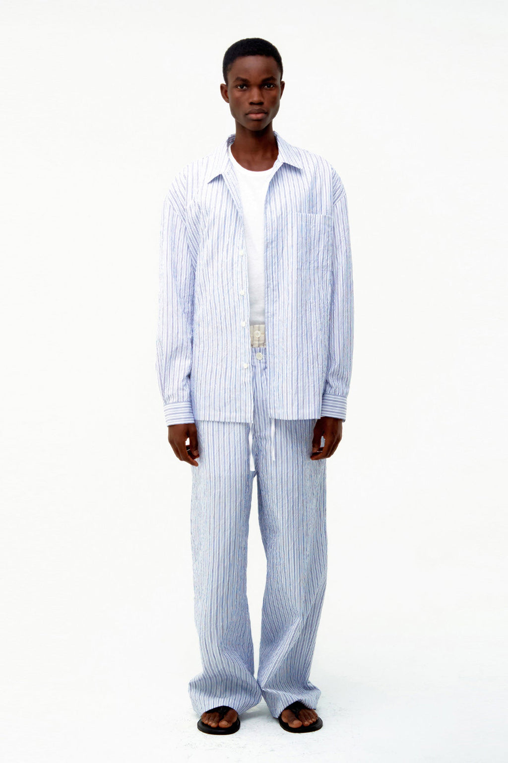 Textured Striped Lounge Shirt / 2 Color