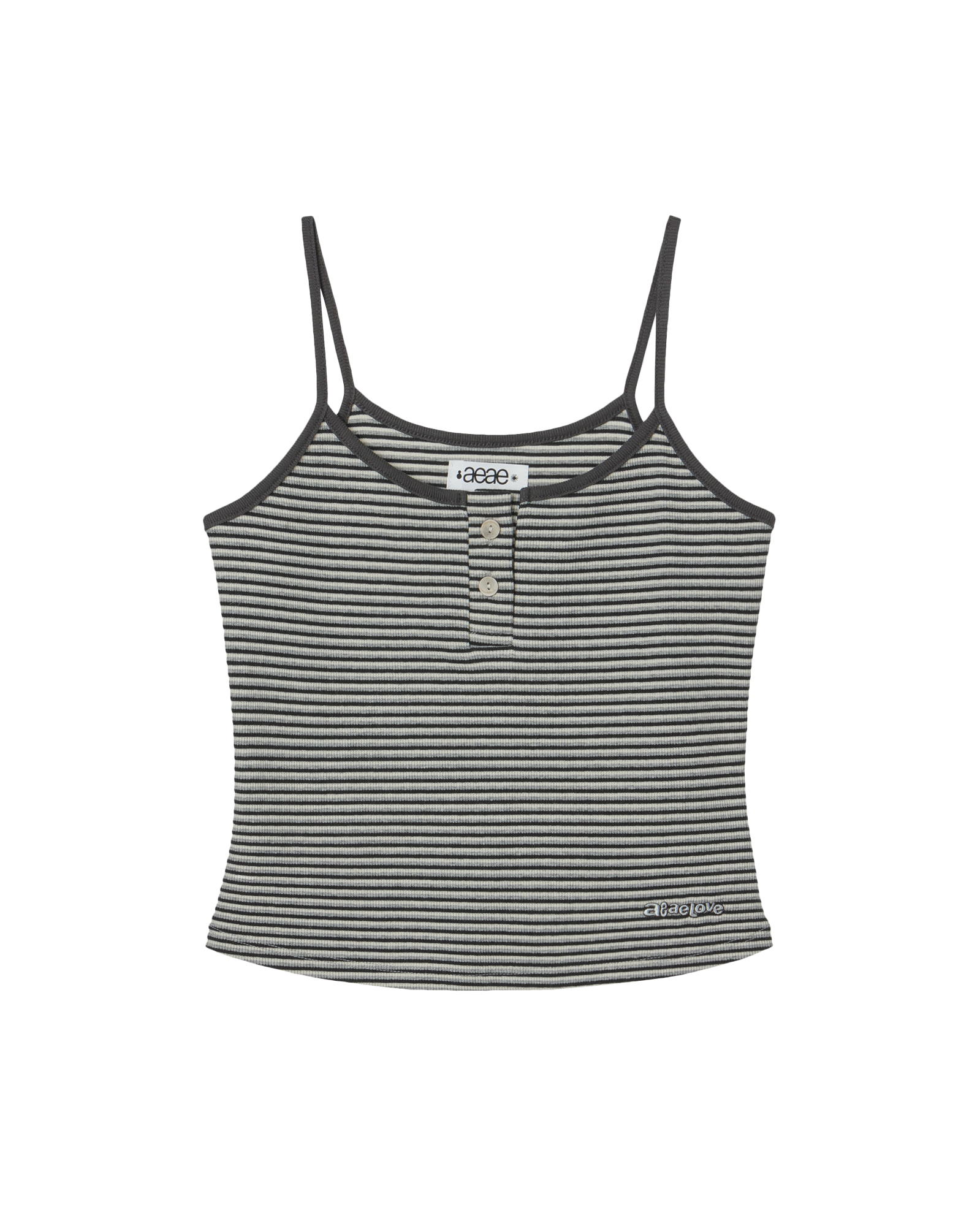 STRIPE BUTTON TANK TOP CHARCOAL
