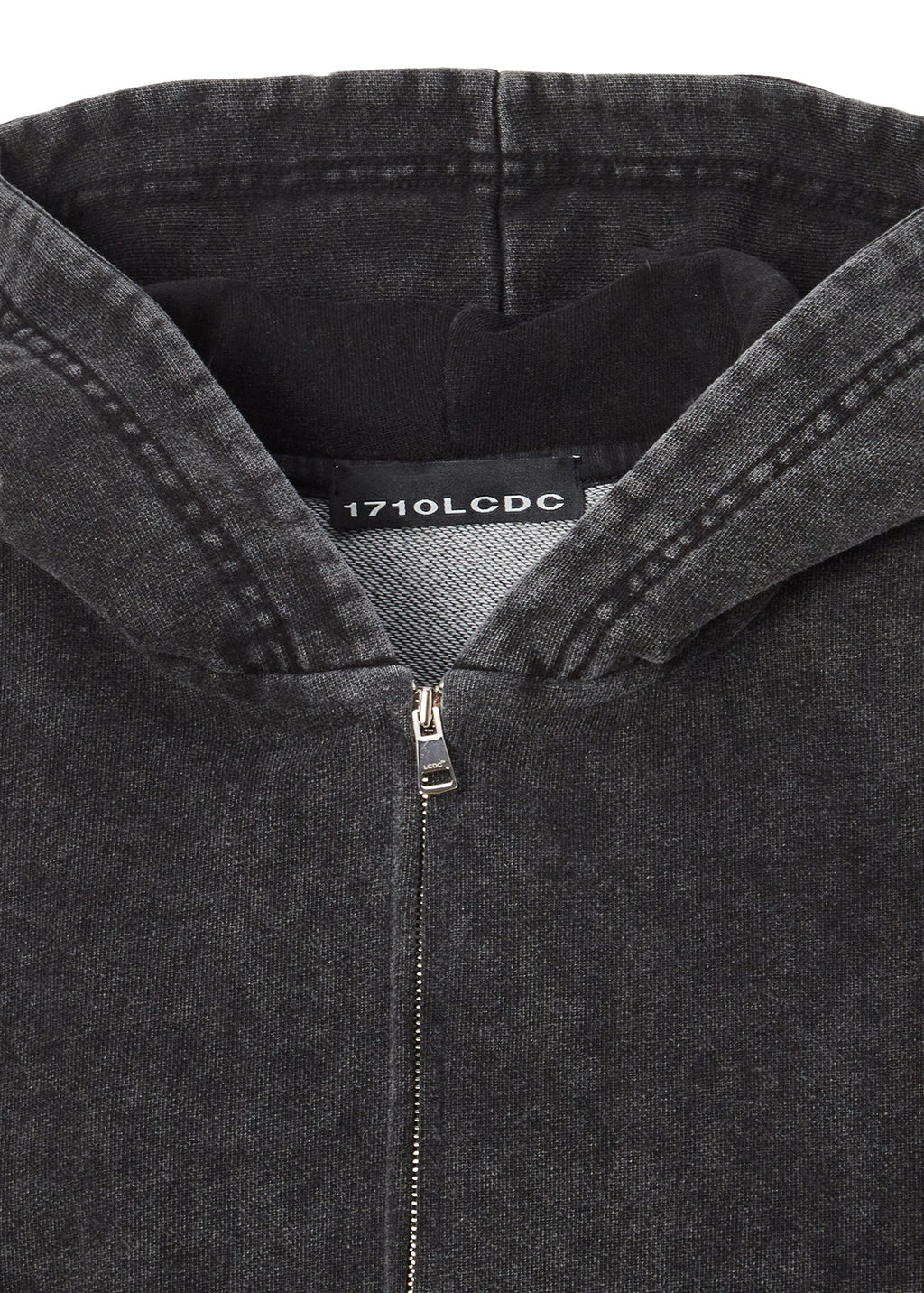 1710 SNOW WASHED CROPPED ZIP-FRONT HOODIE