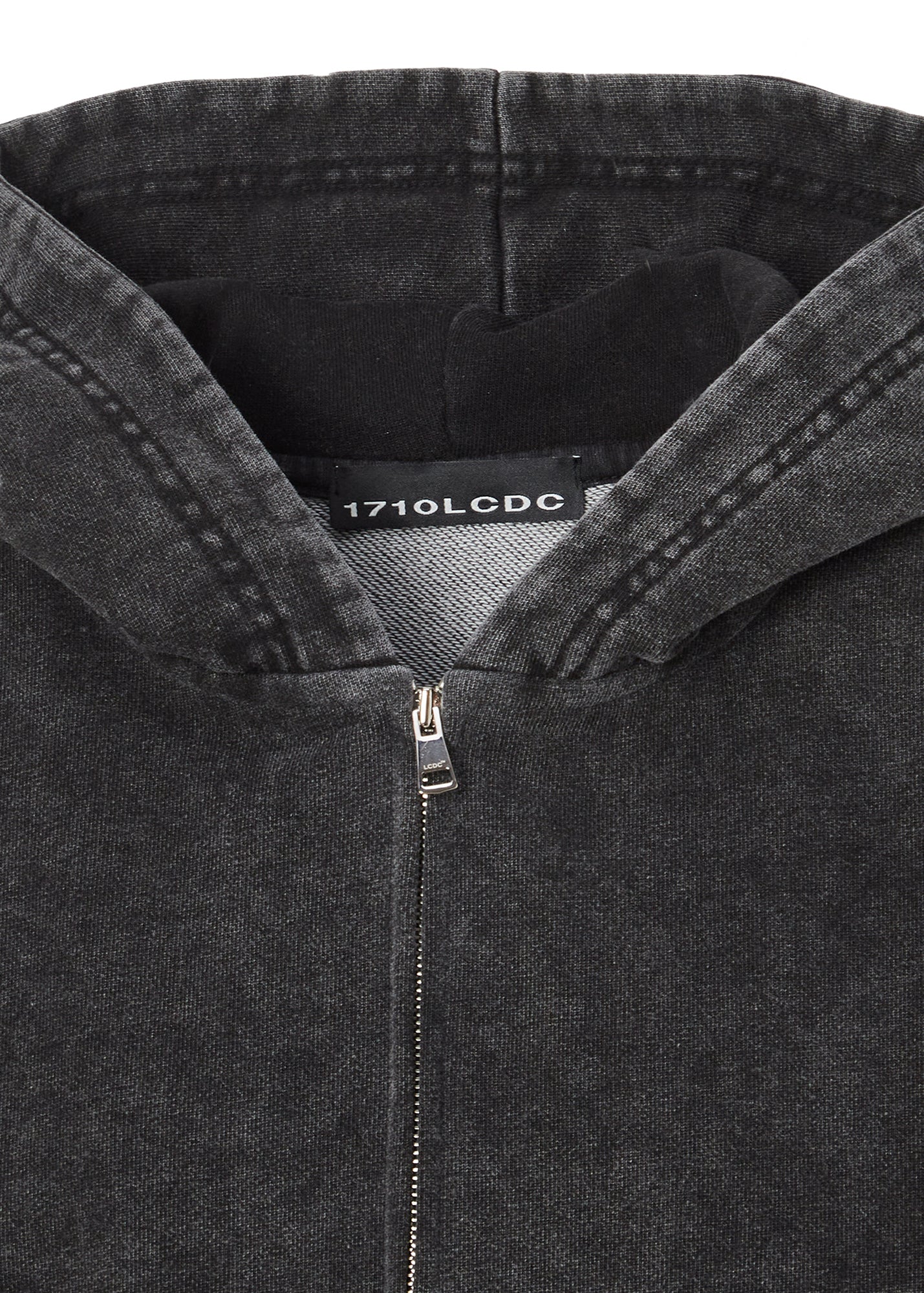 1710 SNOW WASHED CROPPED ZIP-FRONT HOODIE