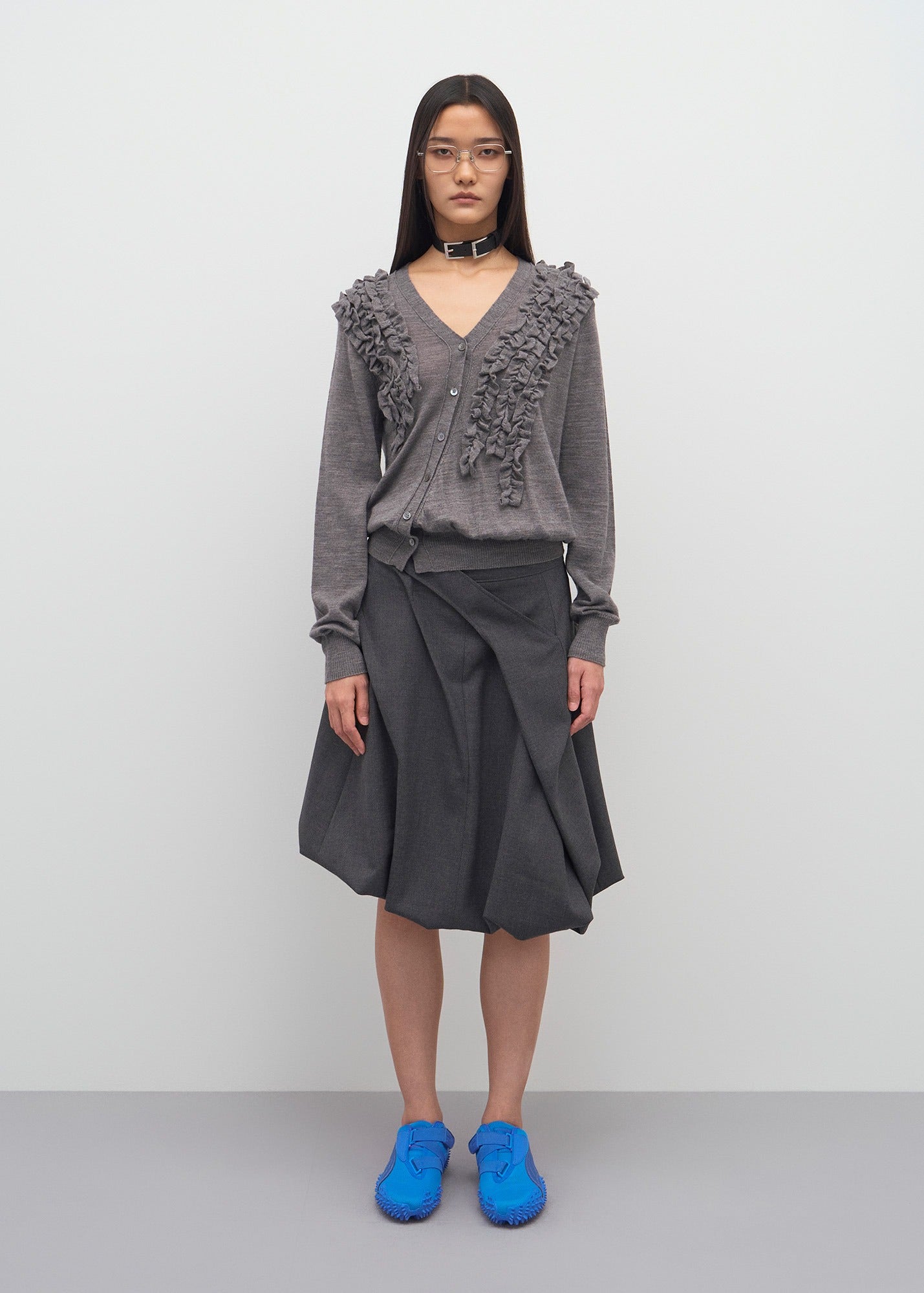 ASYMMETRIC FRILL CARDIGAN / 2 Color