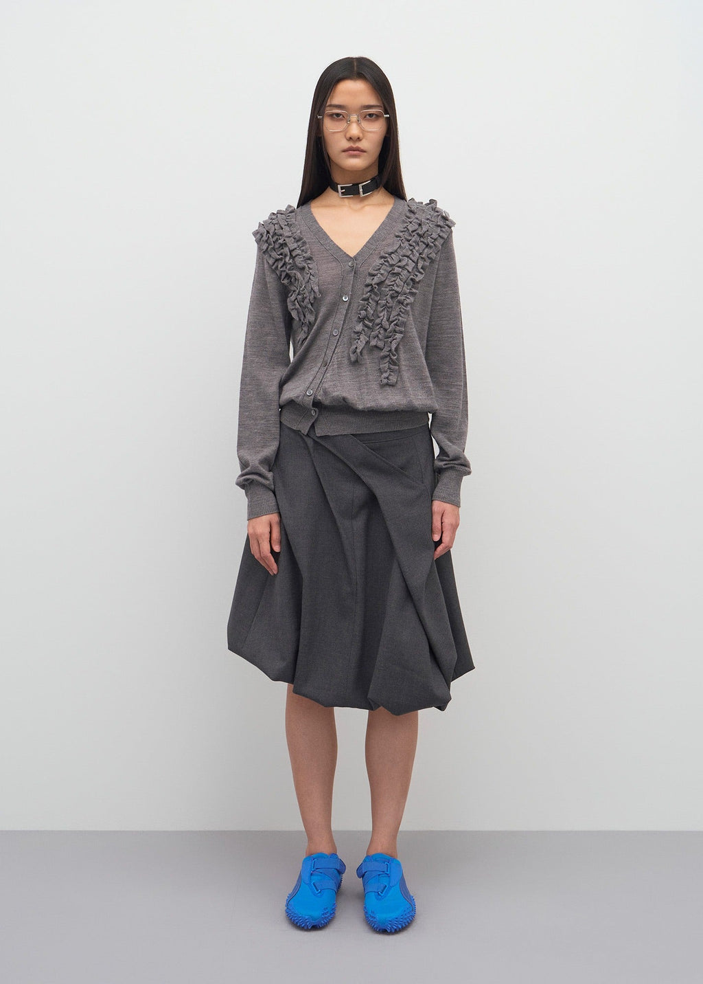 ASYMMETRIC FRILL CARDIGAN / 2 Color