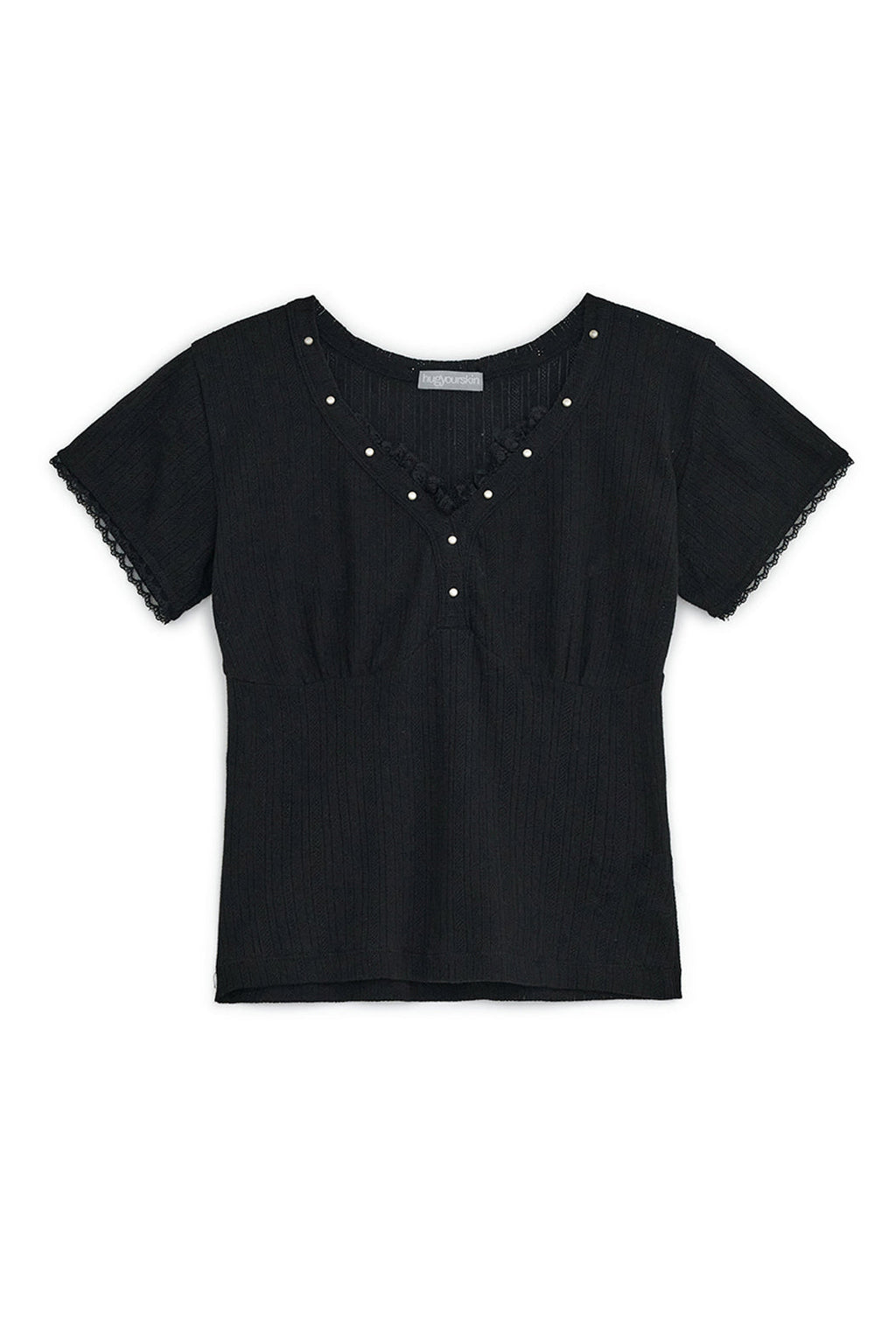 Lace studded top (Black)