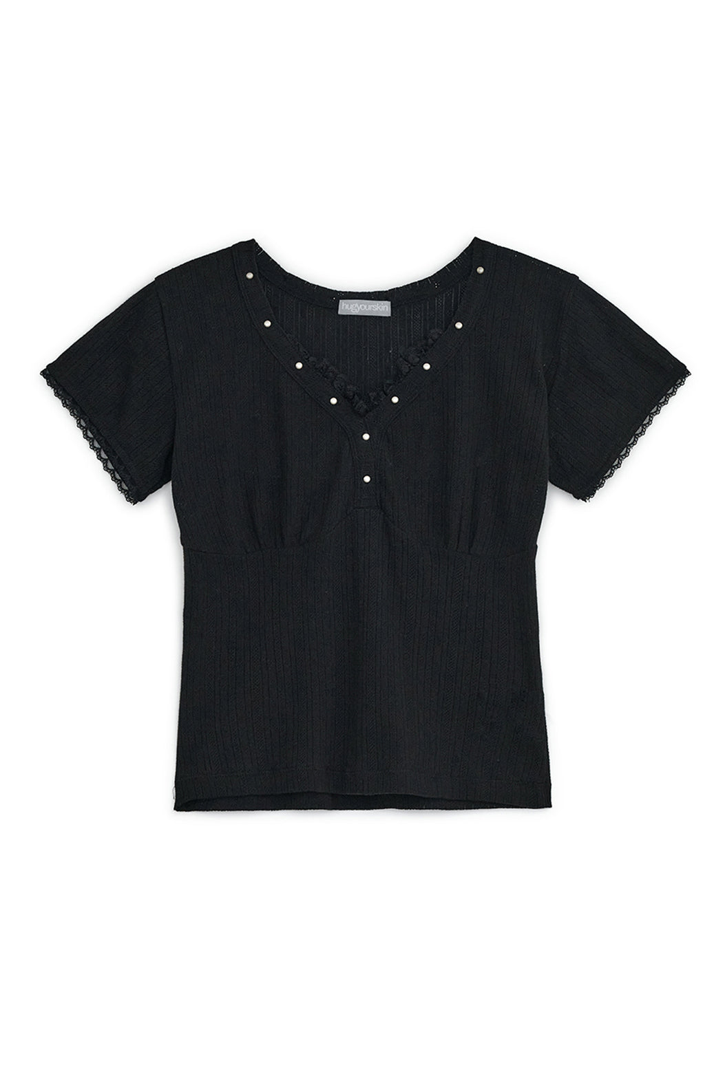 Lace studded top (Black)
