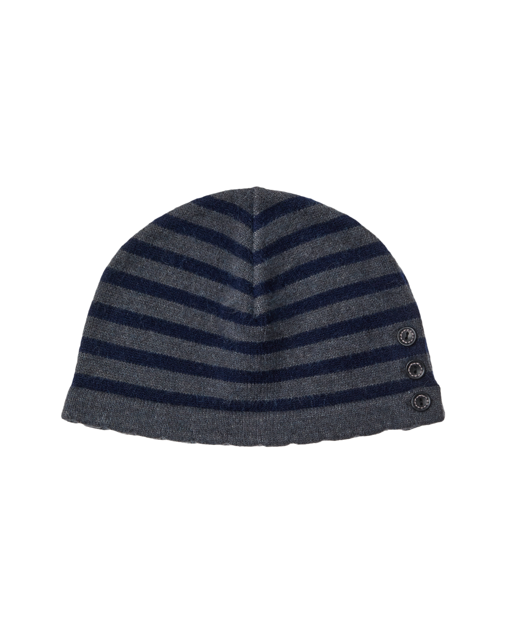 STRIPE BUTTON BEANIE GREY