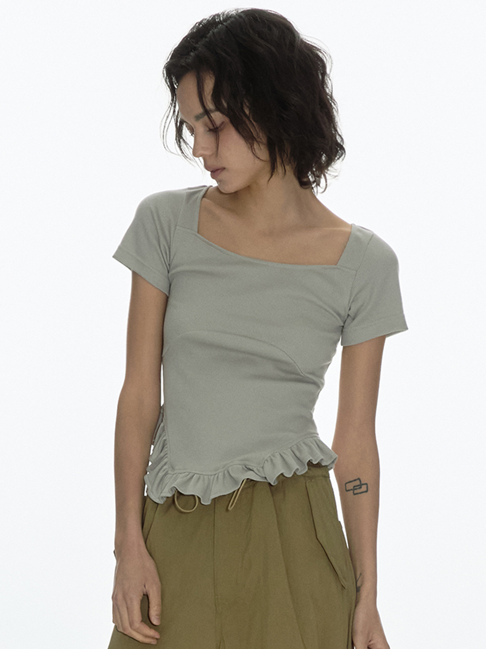 Ribbed Apron T-Shirt Warm Gray