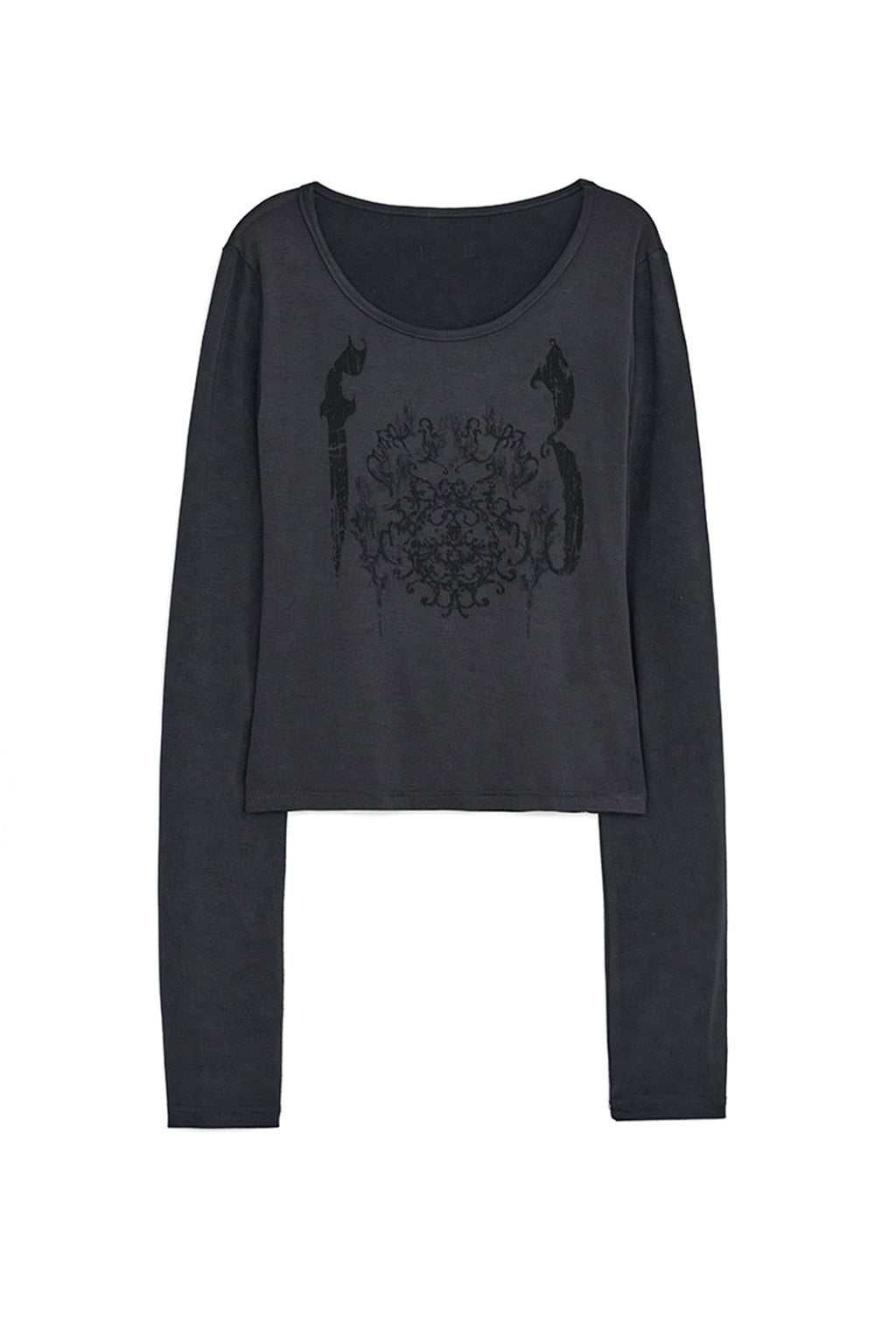 Ornament printed top (Charcoal)