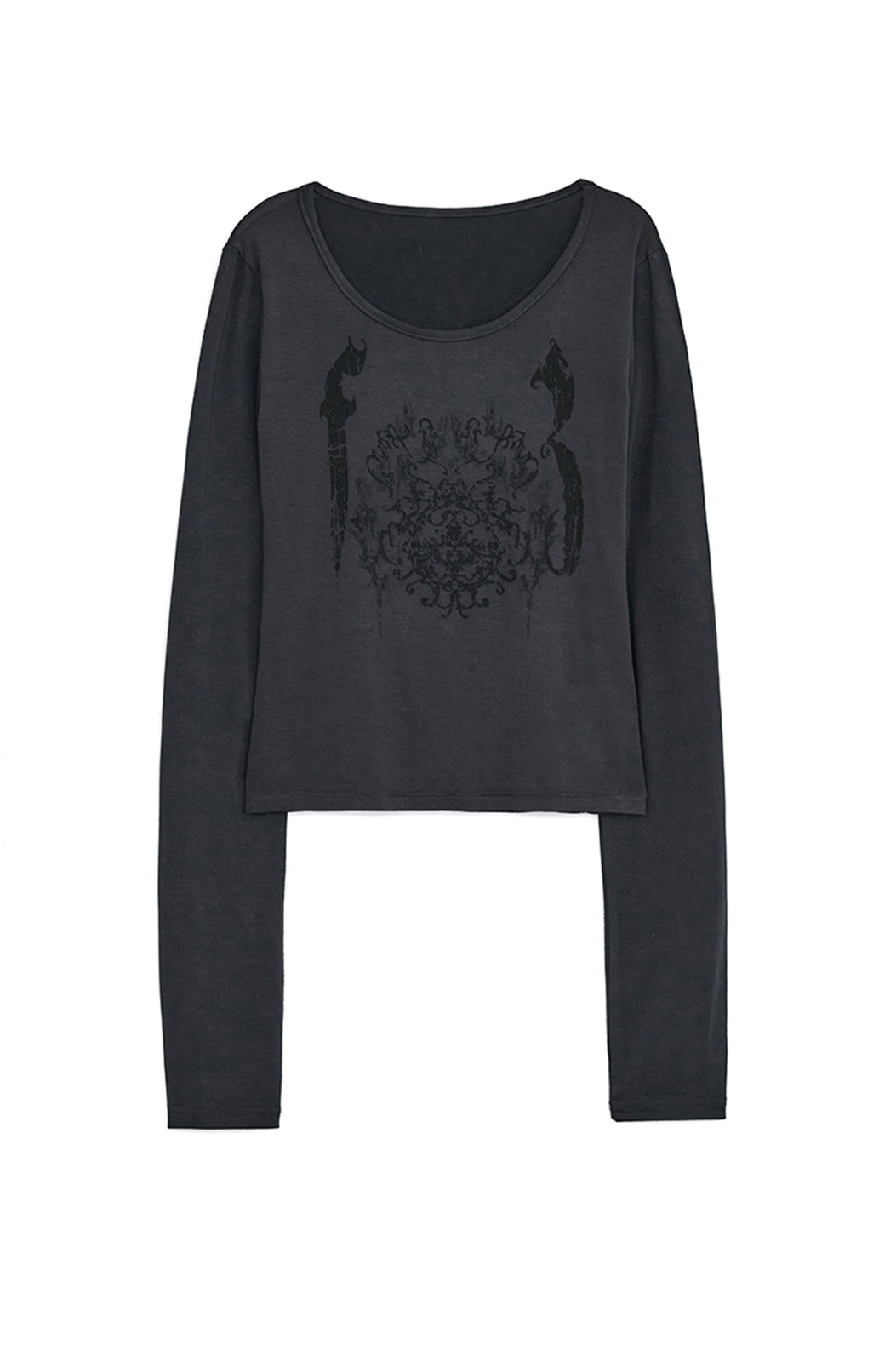 Ornament printed top (Charcoal)