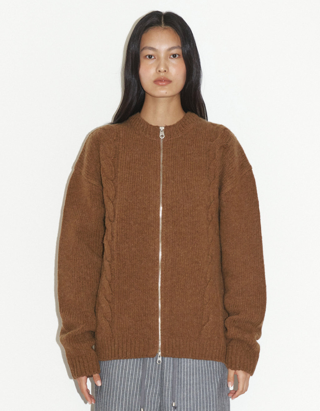 WOOL CABLE KNITTED JACKET / 2 Color