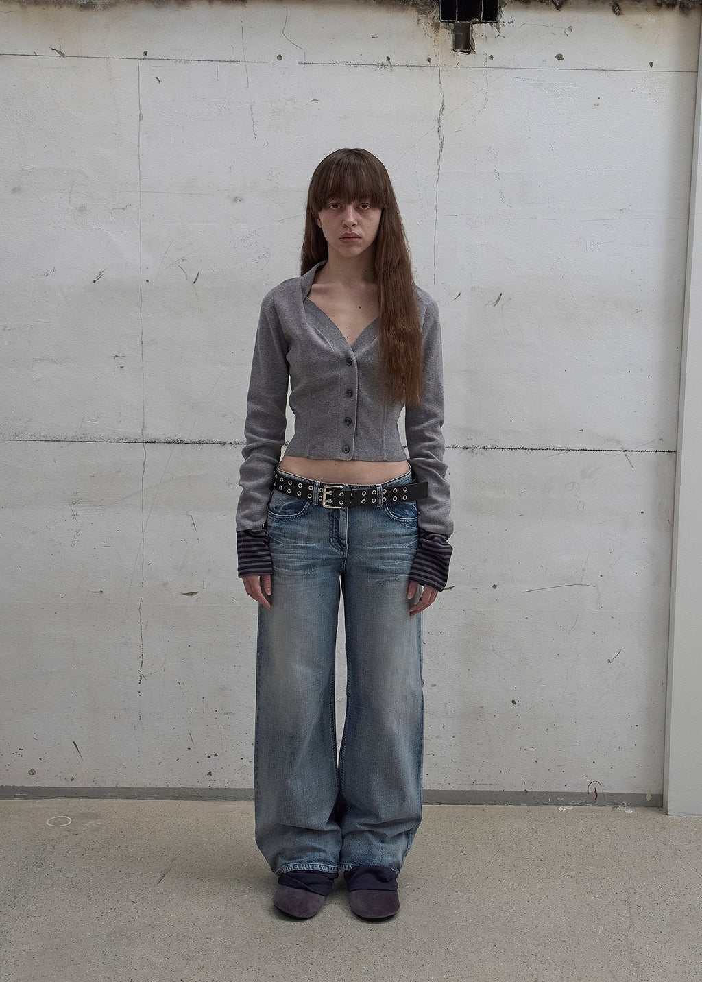 DRAPED NECK KNIT CARDIGAN