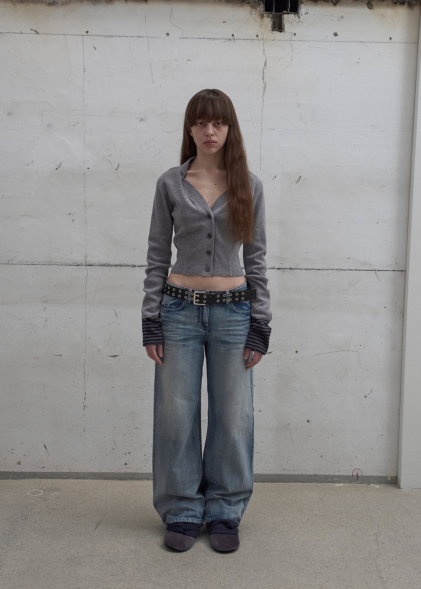 DRAPED NECK KNIT CARDIGAN