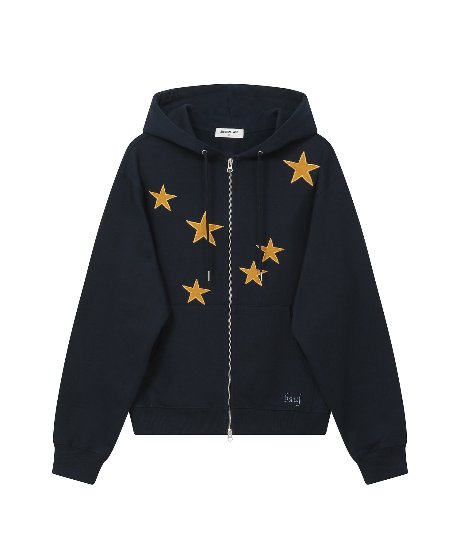 Star symbol hooded zip-up Navy