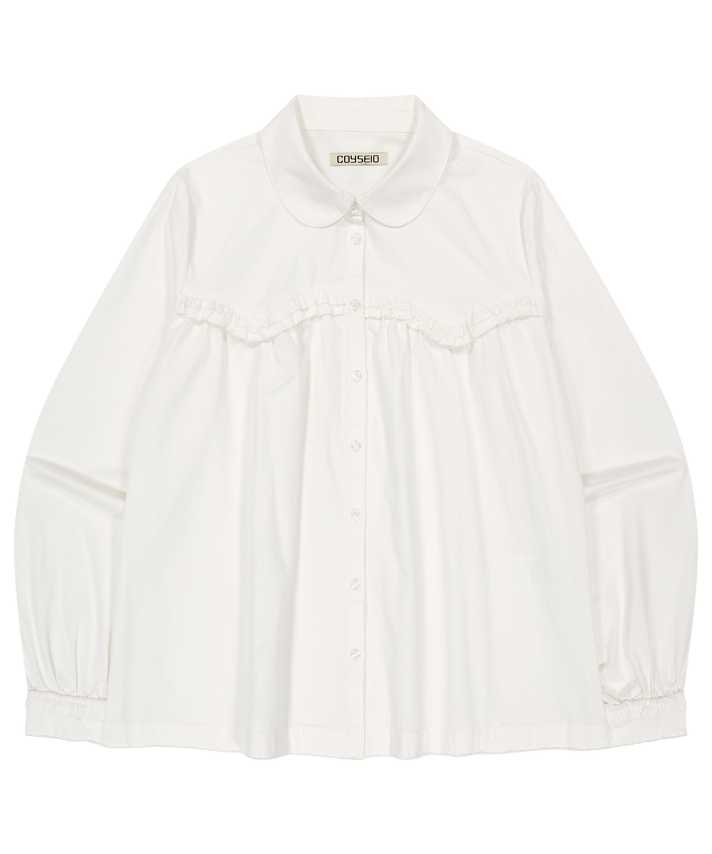 ROUGH CUT FRILL SHIRT IVORY