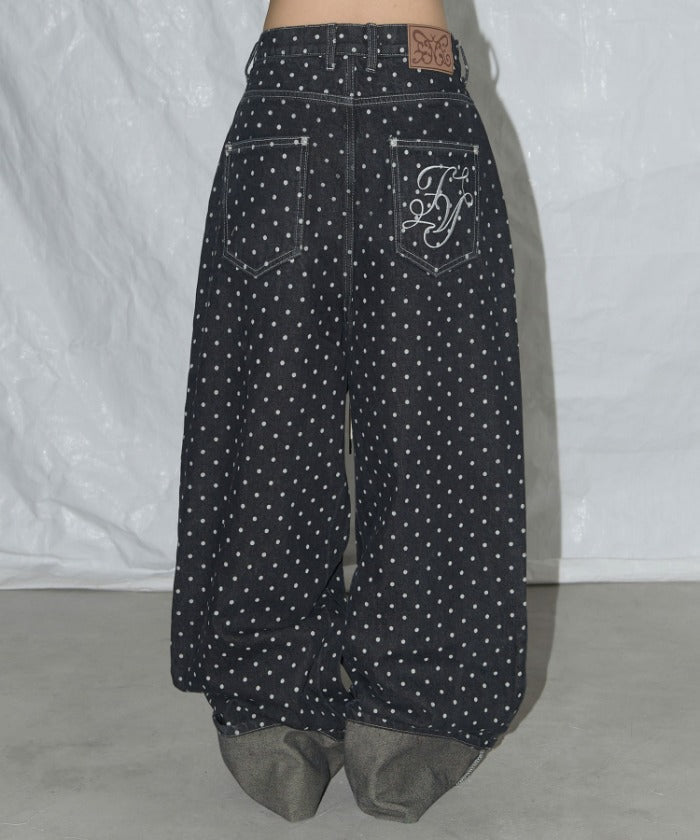 STRING DOT ROLL-UP PANTS (BLACK)