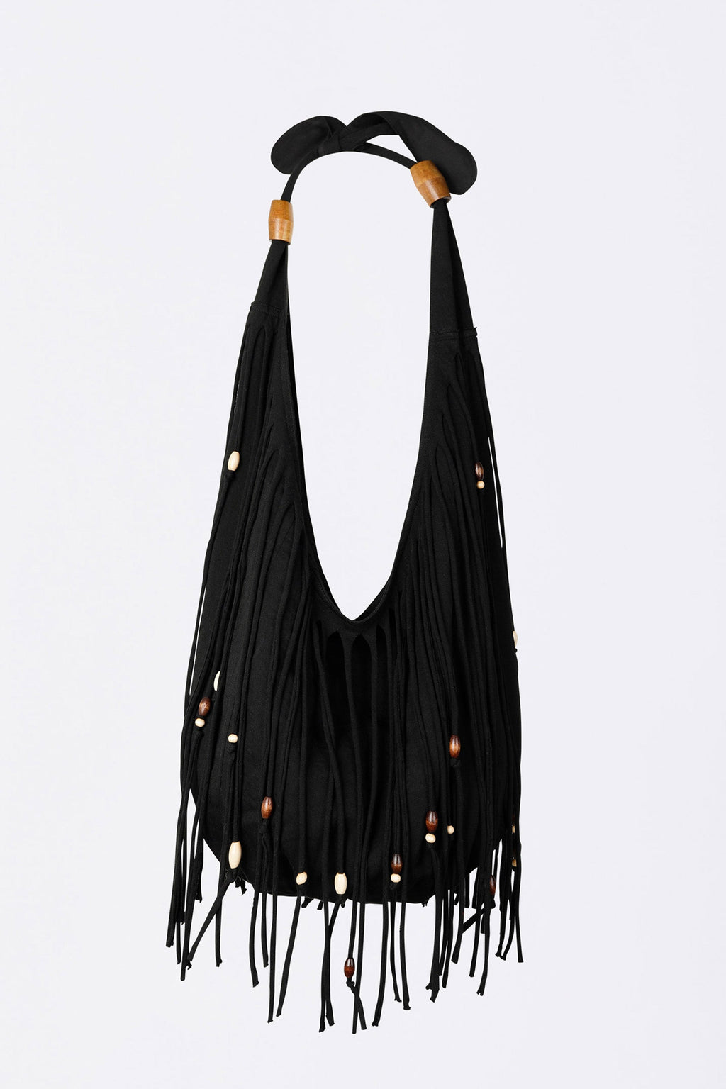 Shaggy Fringe Market Bag Black
