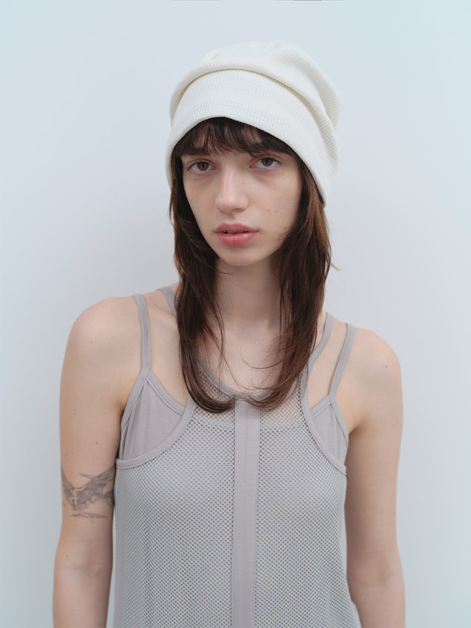 Waffle String Beanie Ivory