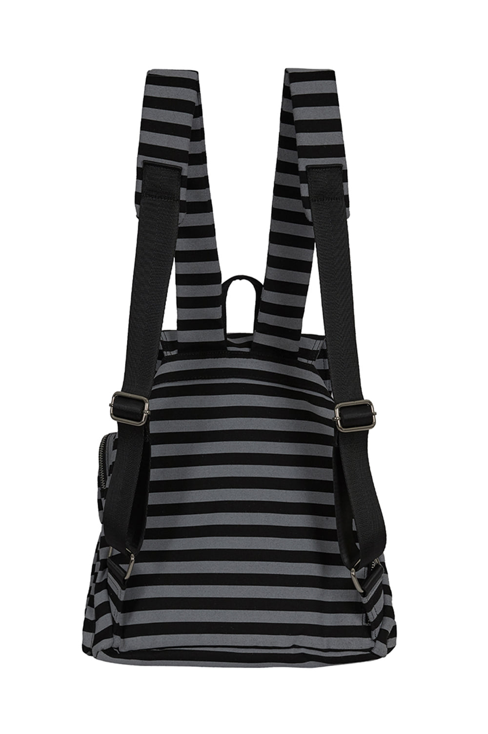 Pattern Buckle Backpack Stripe Black