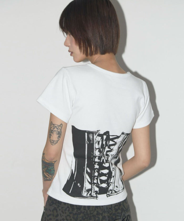 BACK CORSET TEE (WHITE)