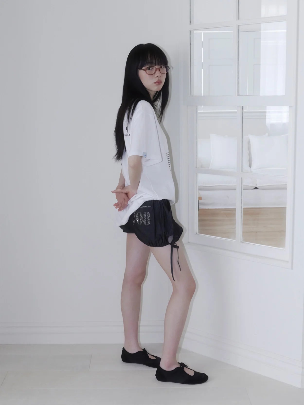 PUMPKIN TWINKLE DENIM SHORTS (BLACK)